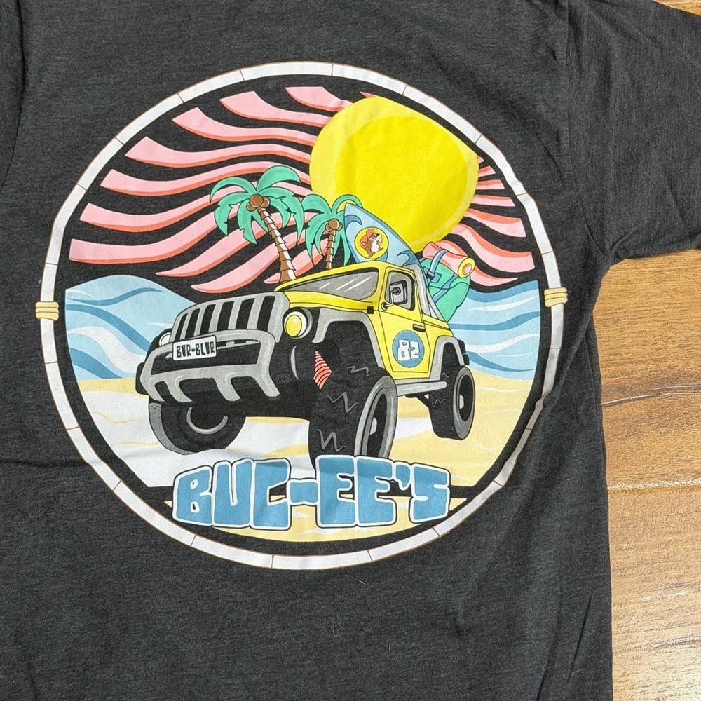 😃Buc-ees Beaver Jeep Gray Short Sleeve Men Tee Sz Small